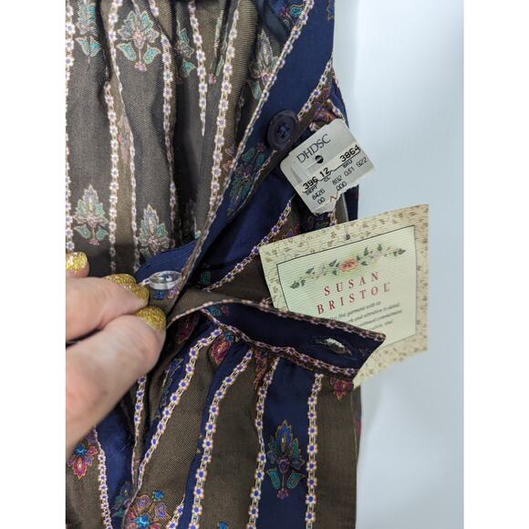 Vintage 80's Susan Bristol Maxi Skirt Striped Floral Print Boho Peasant NWT - Picture 4 of 9